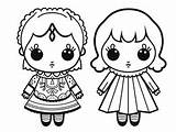Adorable Doll Coloring Page  sketch template