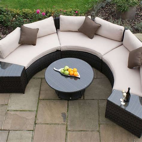 Maze Rattan Brown Half Moon 6 Seat Sofa Set | Dunelm | Garden sofa set ...