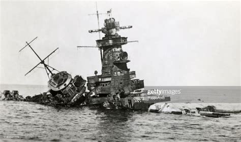 The German battleship Admiral Graf Spee after its scuttling following ...