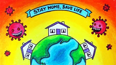 How to Draw Stay Home Save Lives Easy Poster | Coronavirus Covid-19 Awareness Poster Drawing