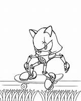 Metal Sonic Riding A Skateboard Coloring Page sketch template