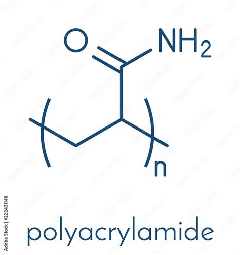 Polyacrylamide (PAM) polymer, chemical structure. Skeletal formula ...