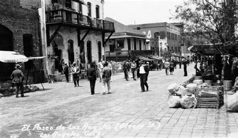 A view down Olvera Street shortly after its revitalization with ...