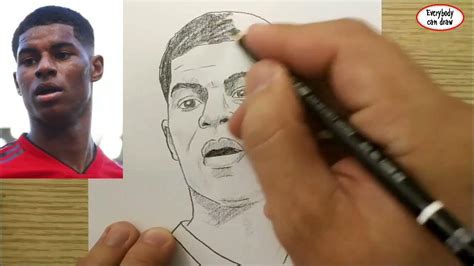 VERY EASY , How to draw marcus rashford / learn drawing academy - YouTube