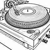 Music Coloring Page Black And White Turntable · Creative Fabrica sketch template