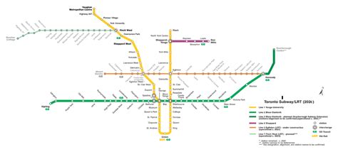 Wikipedia map: TTC subways and LRT as of 2023 : r/TOmaps