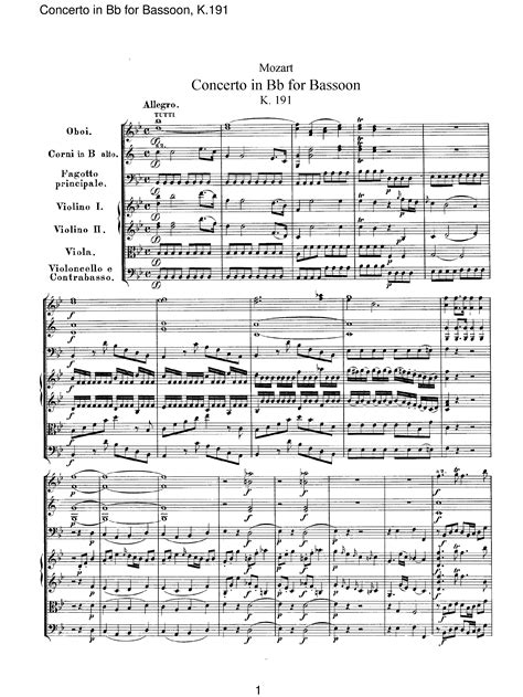 Mozart, Wolfgang Amadeus - Bassoon Concerto in B-flat major, K.191/186e ...