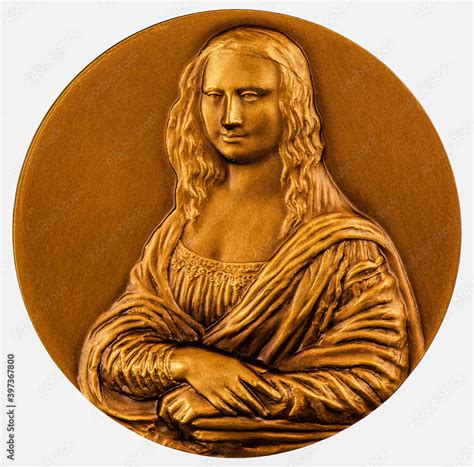 Commemorative coin Lisa del Giocondo Detail of Mona Lisa (1503-1506) by Leonardo da Vinci ...