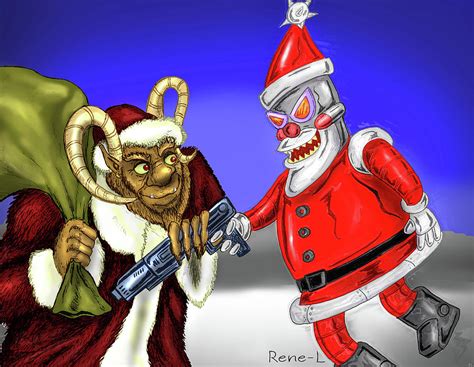 Krampus VS RobotSanta Painting by Rene Lopez | Fine Art America