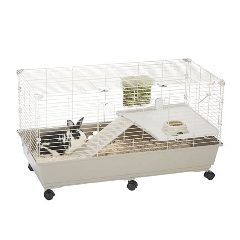 Full Cheeks™ Split-Level Rabbit Habitat - Includes Cage, Shelf, Ramp, Wheels, & Feeding Accs.