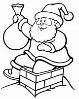 Santa Down Chimney Coloring Pages Sketch Page sketch template