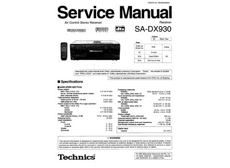 TECHNICS SADX930 - Owner's Manual Immediate Download