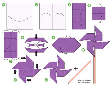 Pinwheel origami scheme tutorial moving model. Origami for kids. Step by step how to make a cute ...