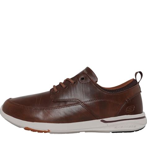 Buy SKECHERS Mens Elent Leven Leather Lace Up Shoes Brown