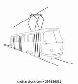 Tram Outline Coloring Vector Illustration De Stock Libre  sketch template