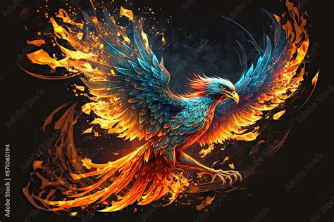 mythical bird soaring in flames phoenix firebird, generative ai Stock Illustration | Adobe Stock