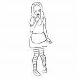Girl Standing Coloring Pages For Kids  Download sketch template