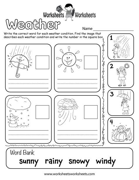 Weather Worksheet for Kids | Worksheets Worksheets