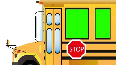 School Bus, Back To School, Cartoon Background, Greenscreen, Animation, Quick, Entering School ...