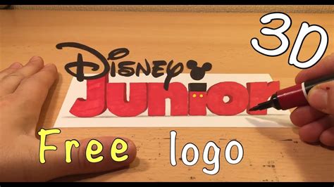 3D Disney - How to draw the Disney junior logo in 3D #3DdrawJG - YouTube