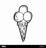 Ice Cream Cone Coloring Black And White Vector Illustration Stock  sketch template