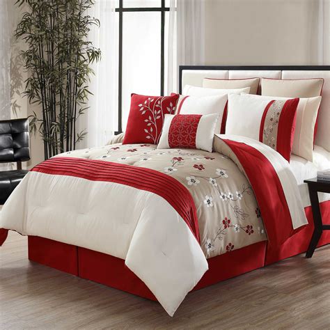 Nora 12-Piece Comforter Set in Red/Taupe | Comforter sets, Bed comforter sets, Bed linens luxury