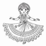 Clipart Garba Coloring Dance Dancing Folk Pages Krishna India Indian  sketch template
