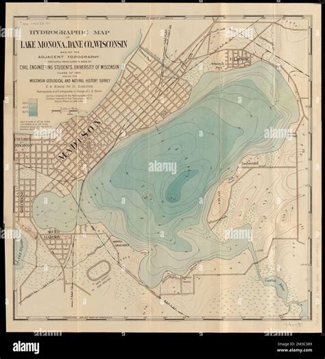 Hydrographic map of Lake Monona, Dane Co., Wisconsin and of the adjacent topography , Hydrology ...