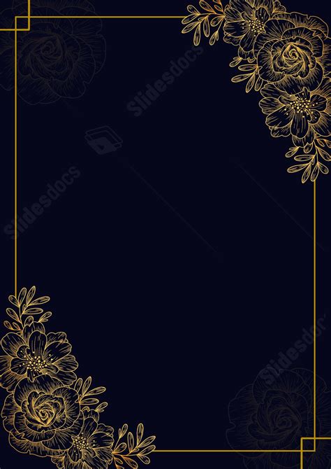 Flower With Elaborate Gold Foil And Floral Design Page Border ...