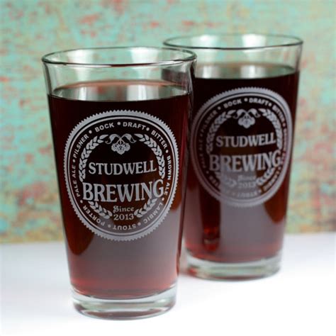 Beer Circle Brewing Personalized Pint Glasses | (Set of 2) - Glass Blasted