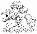 Girl Riding Horse 🐴 Coloring Page sketch template
