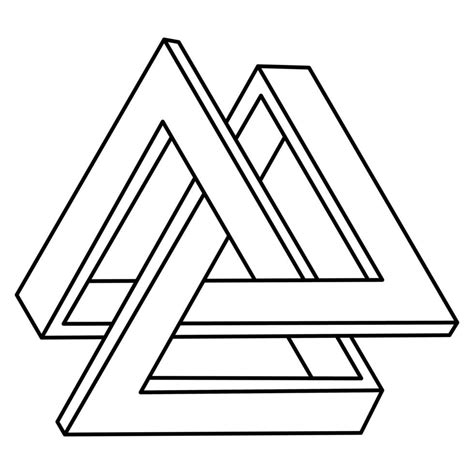 Impossible triangles. Optical illusion figure. Endless triangular ...