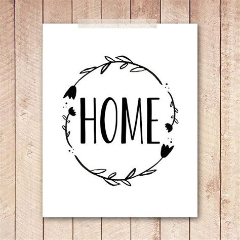 8x10 Art Print, PRINTABLE Home Typography Printable Sign, Wreath, Black and White, Wall Art ...