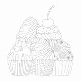 Coloring Page With Sweets Dessert Stock Illustration  sketch template