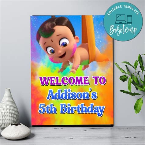 Mighty Little Bheem Birthday Welcome Sign Digital File Printable DIY ...