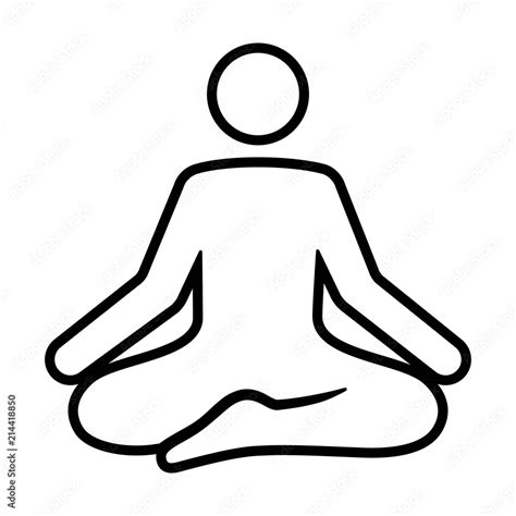 A person meditating in a state of zen calmness line art vector icon for ...