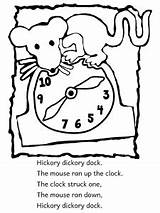 Hickory Dock Dickory Coloring Pages Kids Clock Worksheets Color Rhyme  sketch template