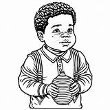 Chubby African American Boy Coloring Page · Creative Fabrica sketch template