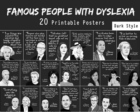 Famous people with dyslexia 20 printable quote posters dyslexia awareness month world dyslexia ...