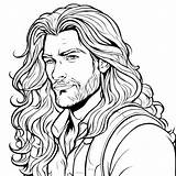 Download Artistic Representation Of A Man With Long Hair And Beard  sketch template