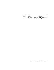 Sir Thomas Wyatt: Selected Poems and Brief Biography for Students | Course Hero