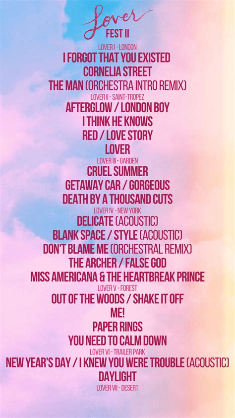 Lover Fest II Setlist Concept : r/TaylorSwift