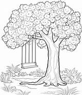 Outline Tree Swing Coloring Pages sketch template