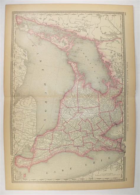 1881 Rand McNally Map Ontario Canada, Western Ontario Map, Lake Huron ...