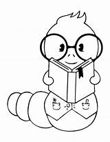 Bookworm Coloring Page Pages sketch template