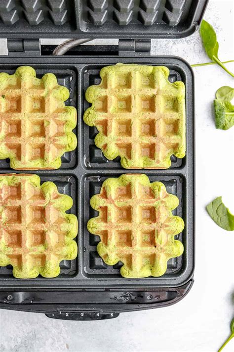 Gluten Free Green Spinach Waffles - The Toasted Pine Nut