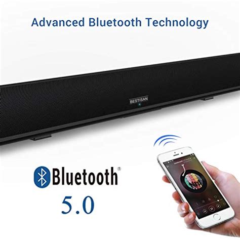 Sound bar, BESTISAN Soundbar Wired and Wireless Bluetooth 5.0 HDMI-ARC Speaker for TV (28 Inches ...