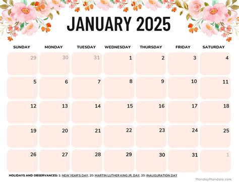 January 2025 Calendar (52 Free PDF Printables)