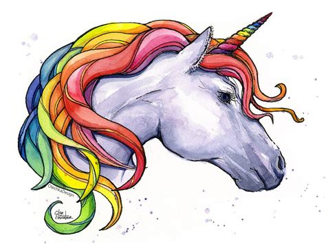 Rainbow Unicorn, Unicorn Watercolor Art Print, Colorful Unicorn Print, Unicorn Artwork, Unicorn ...