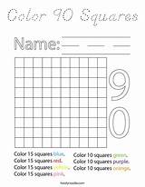 Color 90 Squares Coloring Page  DNealian Twisty Noodle sketch template